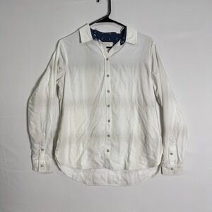 Jachs Girlfriend Women's Small Button-Up Shirt White Ombre Long Sleeve Casual